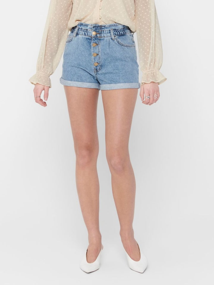 ONLY Kurze Bermuda Denim Jeans Shorts mit elastischem Bund ONLCUBA in Blau-2 günstig kaufen XS