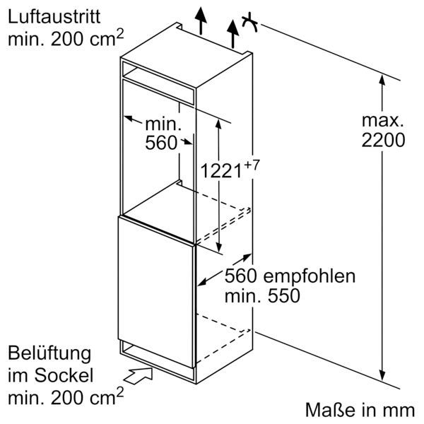 BOSCH Einbaukühlschrank Serie 4 KIR41VFE0, 122,1 cm hoch, 54,1 cm breit