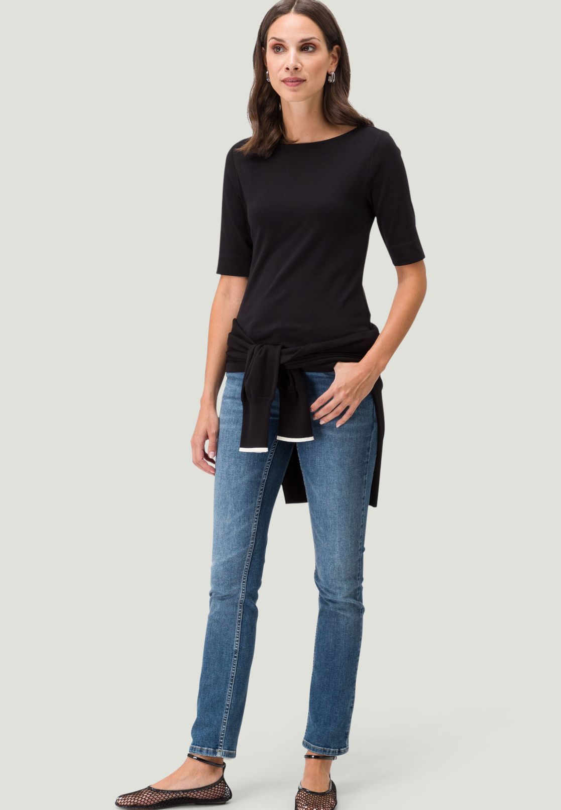 Shirt mit U-Boot Ausschnitt