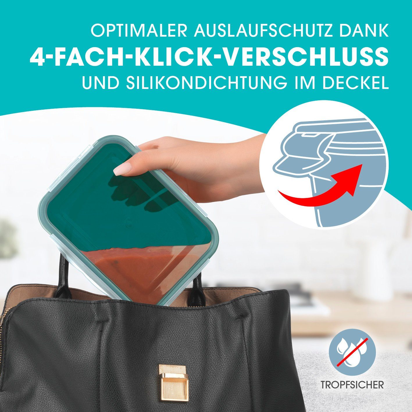 GOURMETmaxx Frischhaltedose Vorratsdose Lunchbox klick- it auslaufsicher, (14er Set, 28-tlg), geeignet für Spülmaschine, Gefrierschrank und Mikrowelle, stapelbar