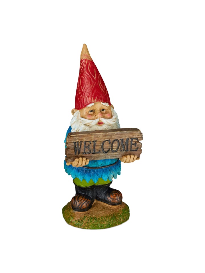 relaxdays Gartenzwerg Welcome in Bunt günstig kaufen onesize