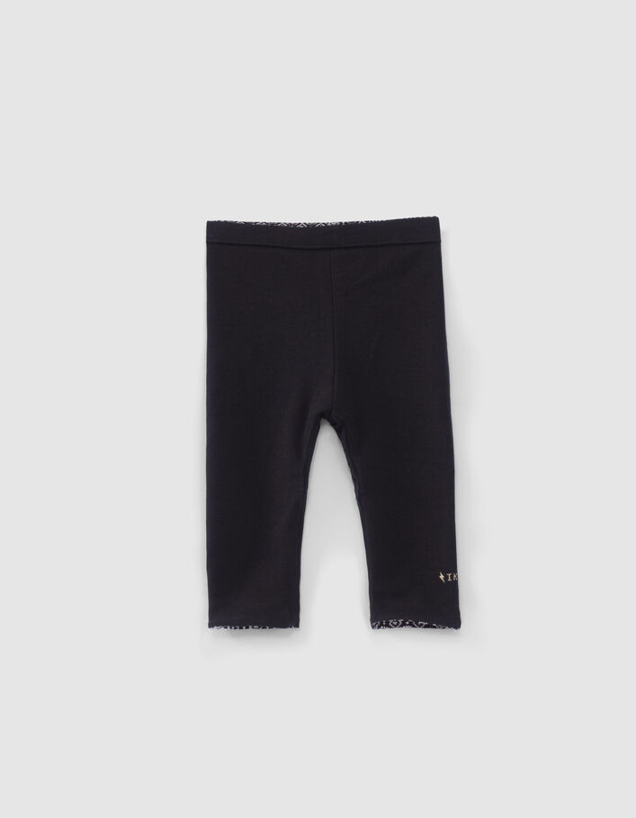 Leggings réversible imprimé rock et noir bébé fille