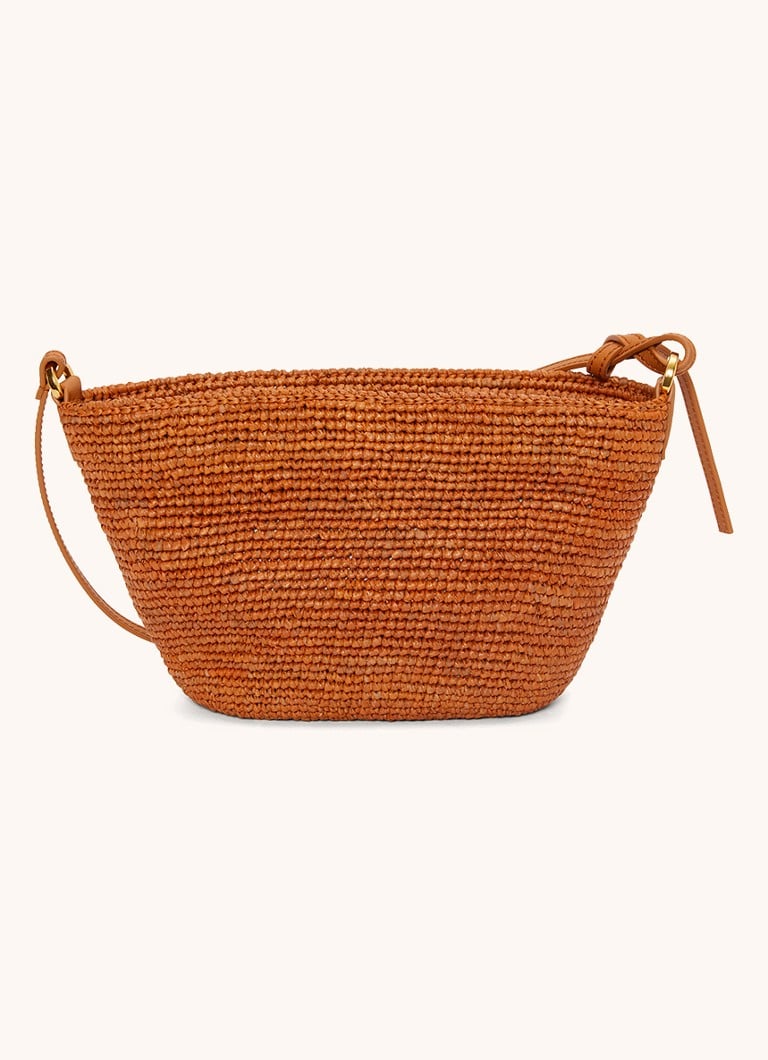 LOEWE Slit raffia crossbody bag with calfskin details