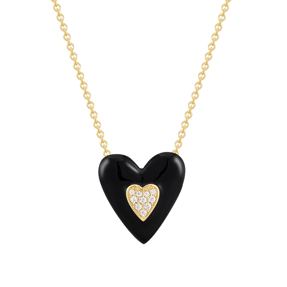Glanzstücke München Chaîne Coeur Argent sterling Oxyde de zirconium (CZ) en Or jaune collier