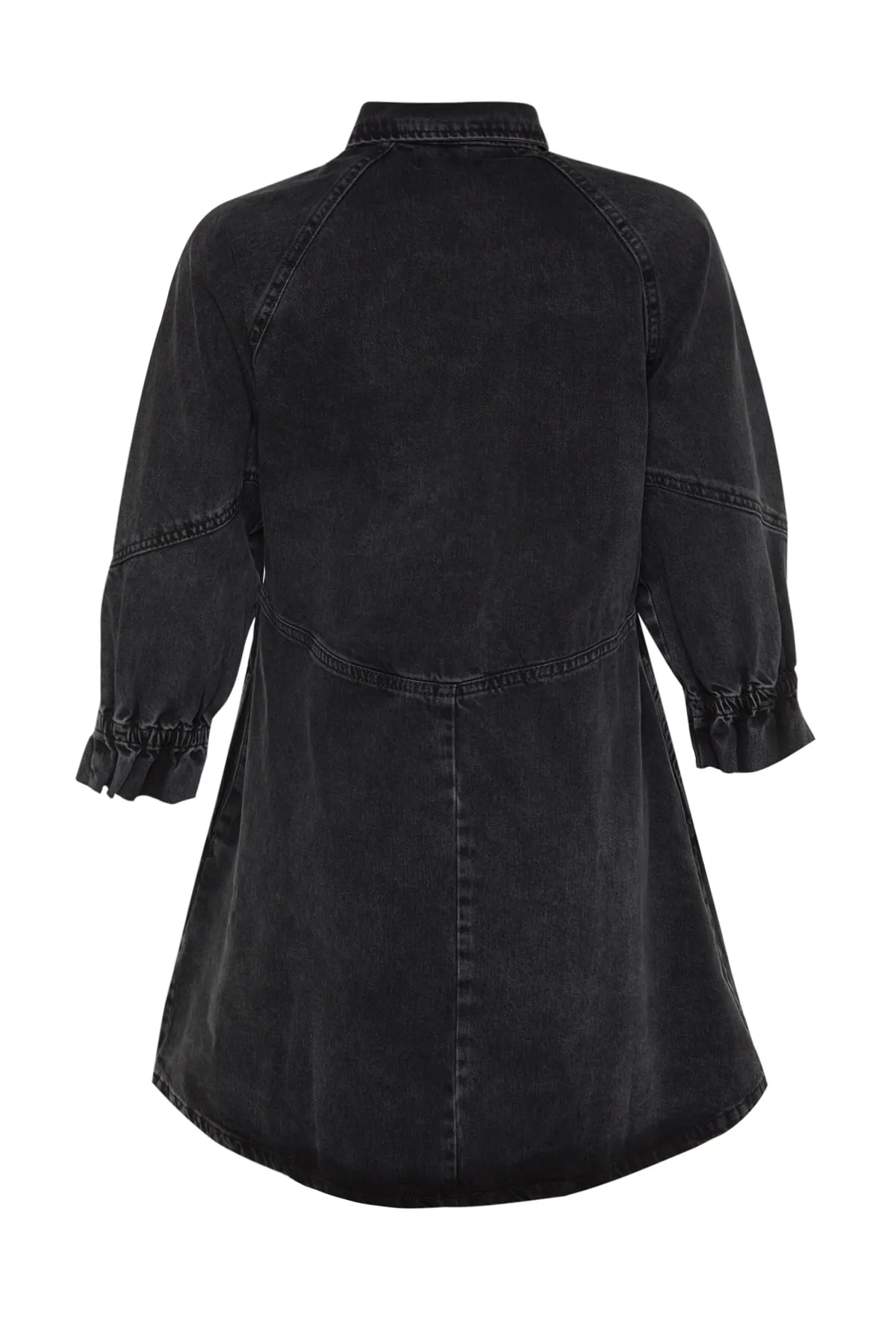 Trendyol Collection  Schwarz-blaues, detailliertes, übergroßes Jeanskleid mit Nähten TWOAW22EL0072