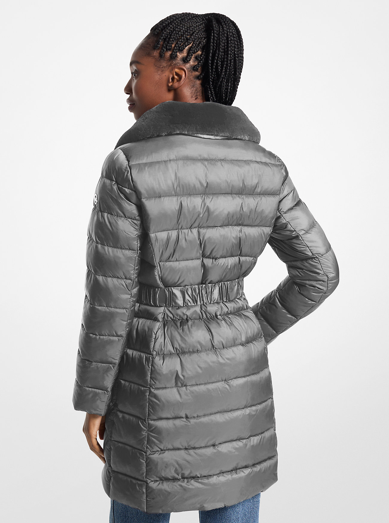 Packable Quilted Nylon Puffer Coat - GUNMETAL