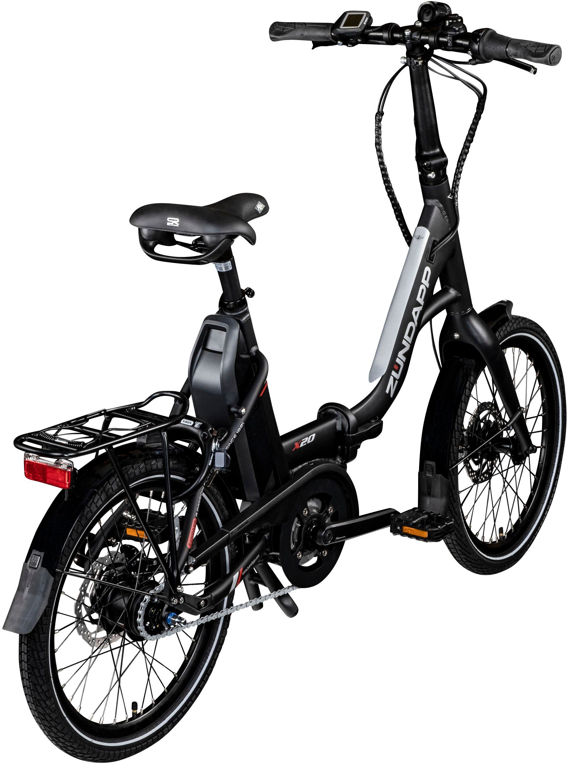 Zündapp E-Bike X20, 7 Gang Shimano Nexus Schaltwerk, Nabenschaltung, Mittelmotor, 400 Wh Akku