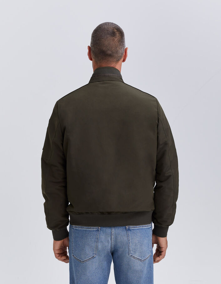 Bomber kaki à col montant intérieur Sherpa Homme