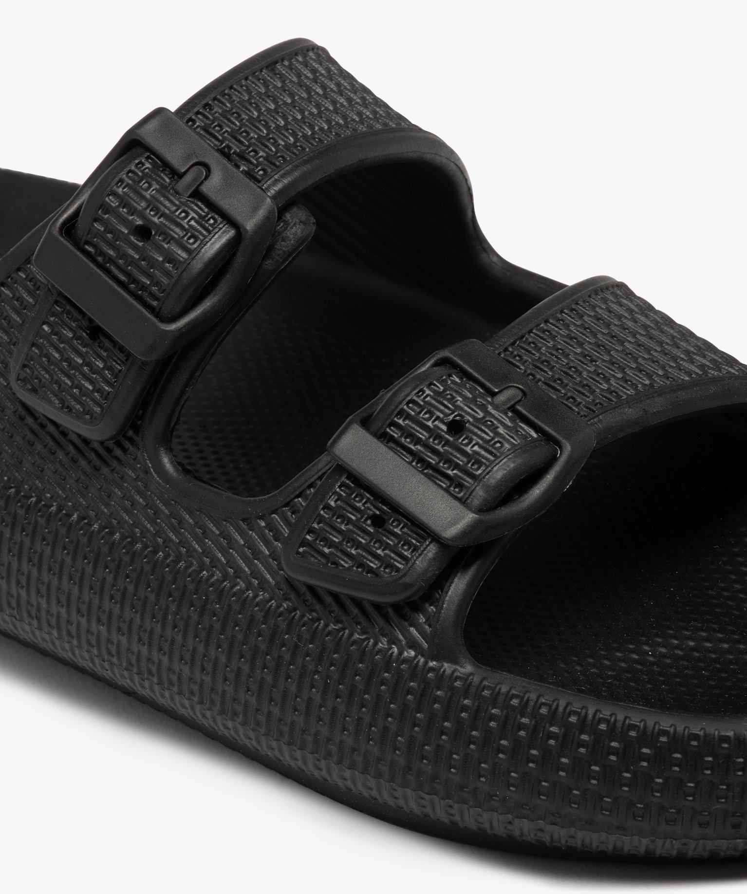 Mules de piscine femme unies à larges brides à boucle avec... noir | GEMO