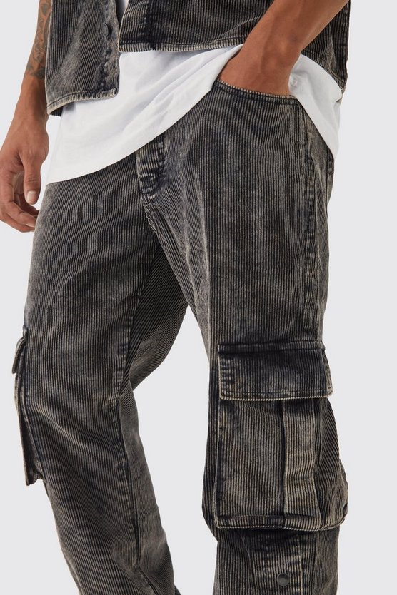 Lockere Cargo-Hose mit Acid-Waschung und Druckknöpfen
