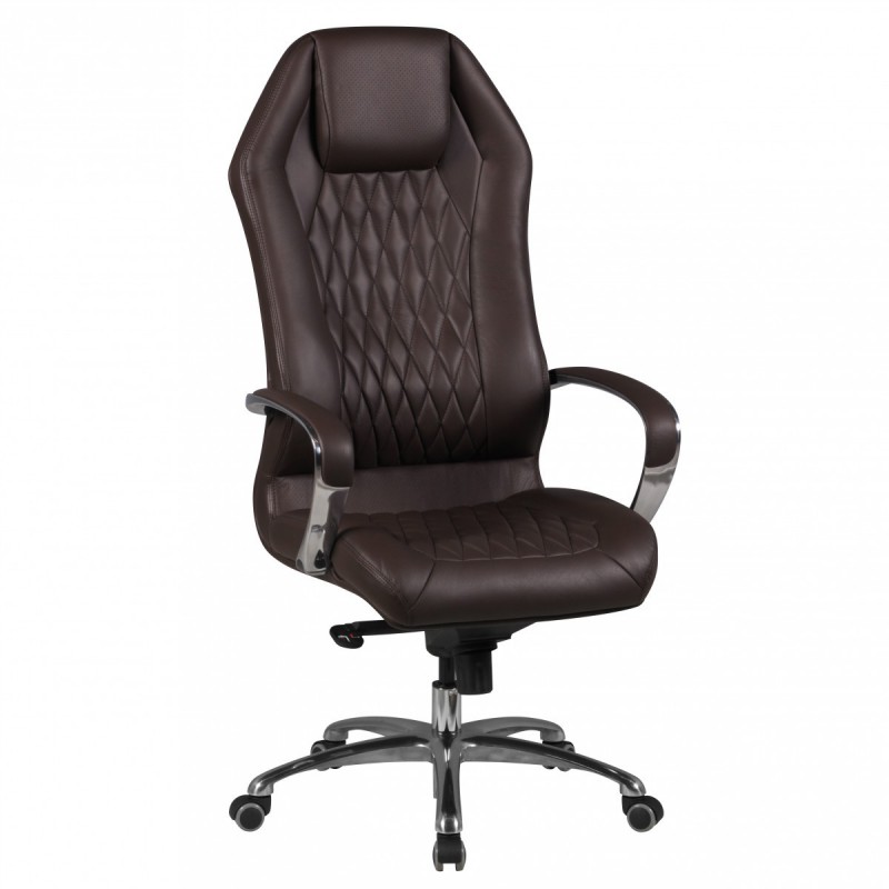 Amstyle Chefsessel Echtleder braun Drehstuhl mit 3-Punkt-Multiblockwippmechanik