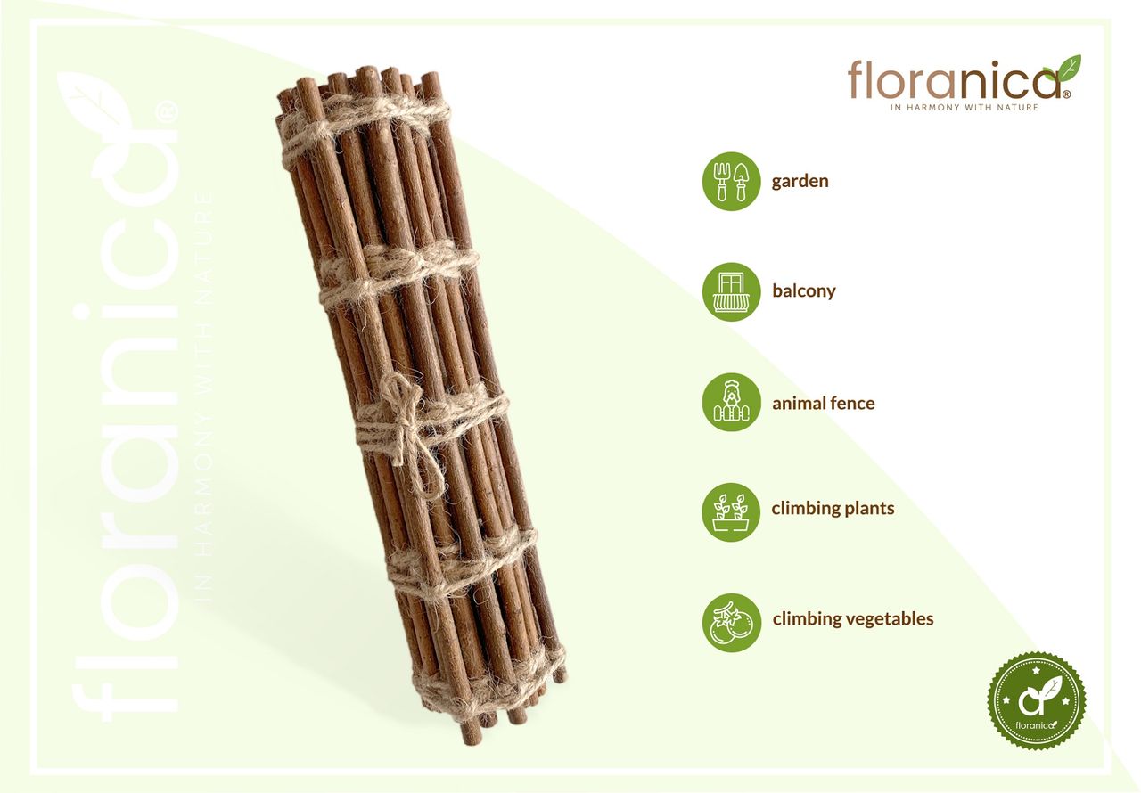 Pemicont Floranica Rankhilfe Rankgitter für Kletterpflanzen Länge 150cm Breite 30cm Naturweide Ökologische Schnur und Jutesack Stütze für Rosen Kletterpflanzen Gemüse Reben