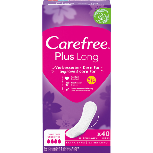 CAREFREE Plus Long Slipeinlagen extra lang ohne Duft  40 St  Binden