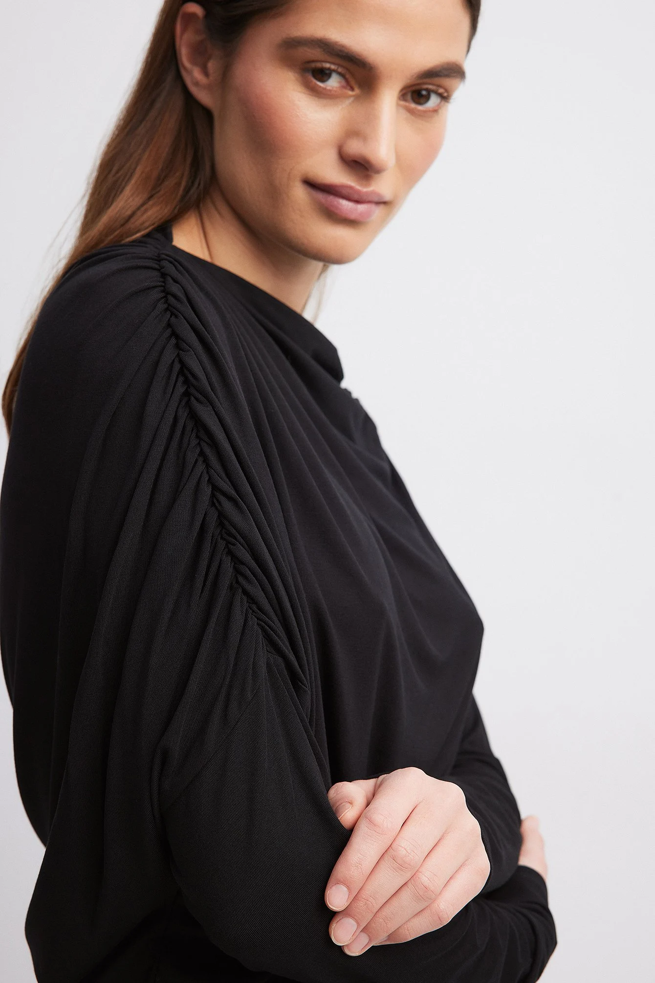 Drapiertes Jersey-Top mit hängenden Schultern