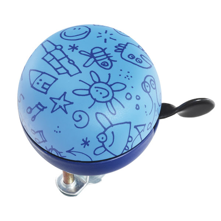 Fahrradklingel mit kindlichem Graffiti, blau, 1 Stück - ATU