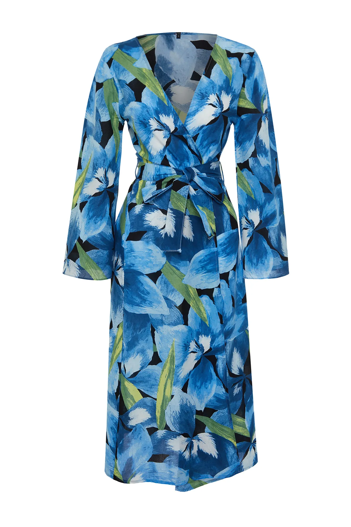Trendyol Collection  Maxi-Kimono und Kaftan aus 100 % Baumwolle mit Blumenmuster und Gürtel TBESS24KM00014