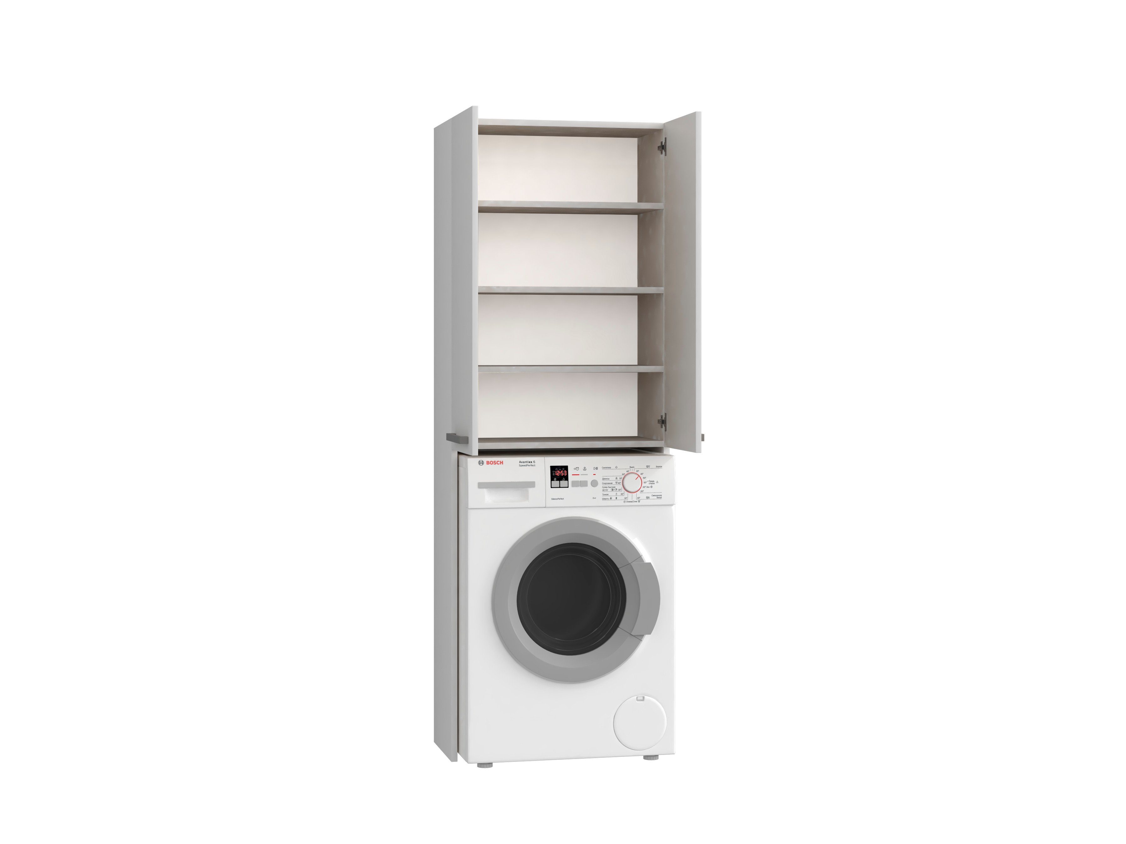 Home Collective Waschmaschinenumbauschrank Waschmaschinenschrank weiß, Hängeschrank Badschrank, Hochschrank Badregal, Waschmaschine Trockner WC 64x183x30 cm (B x H x T)