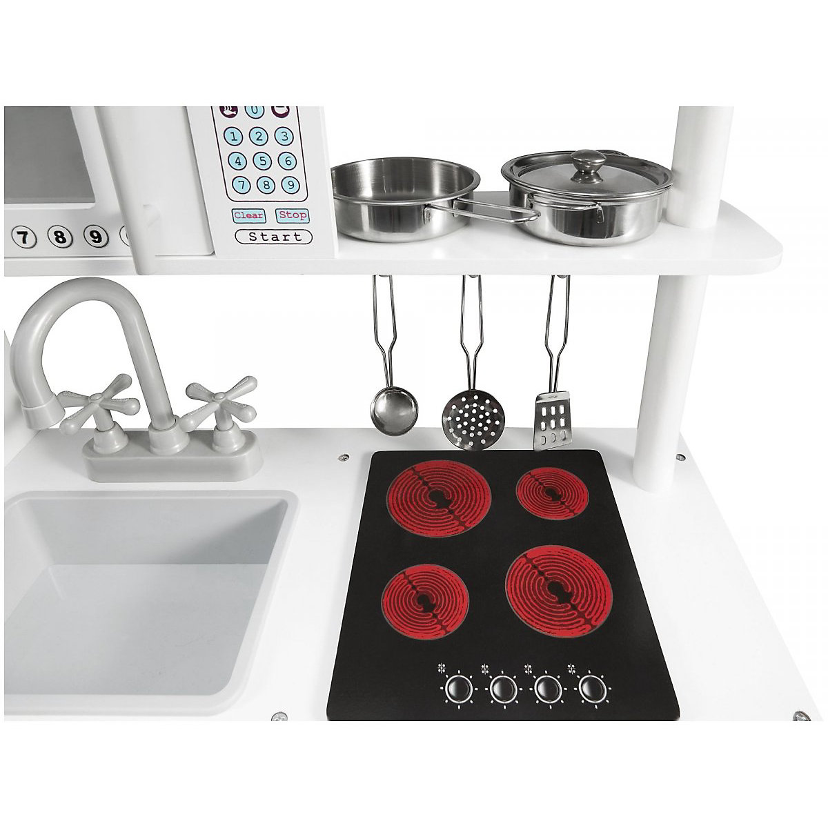 XXL Spielküche Schürze, Herdplatten, Kühlschrank, Backofen, Waschmaschine im Retrostil