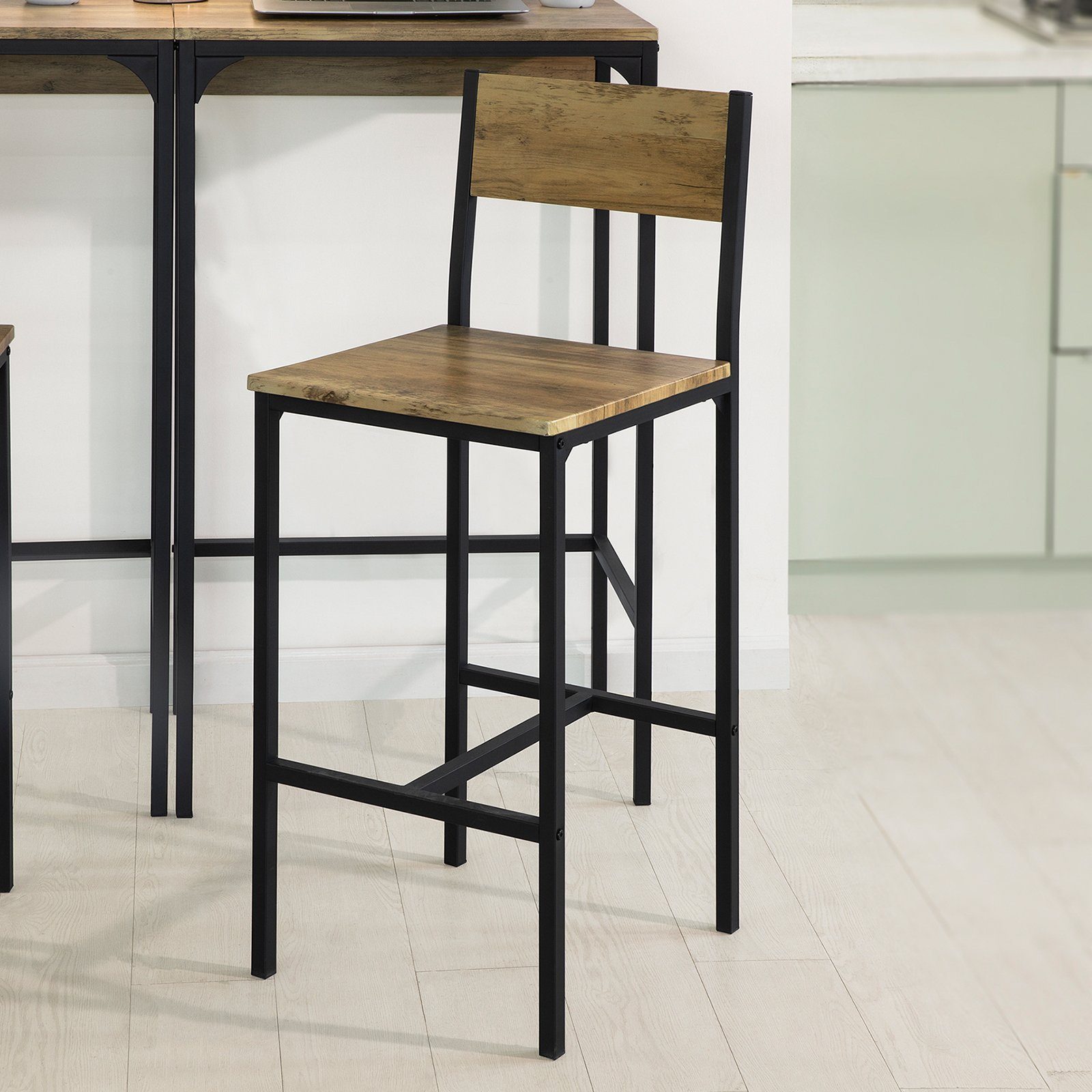 SoBuy Bartisch OGT42, 4-teilig Bartisch mit Stühlen Esstisch Bistrotisch Küchentisch