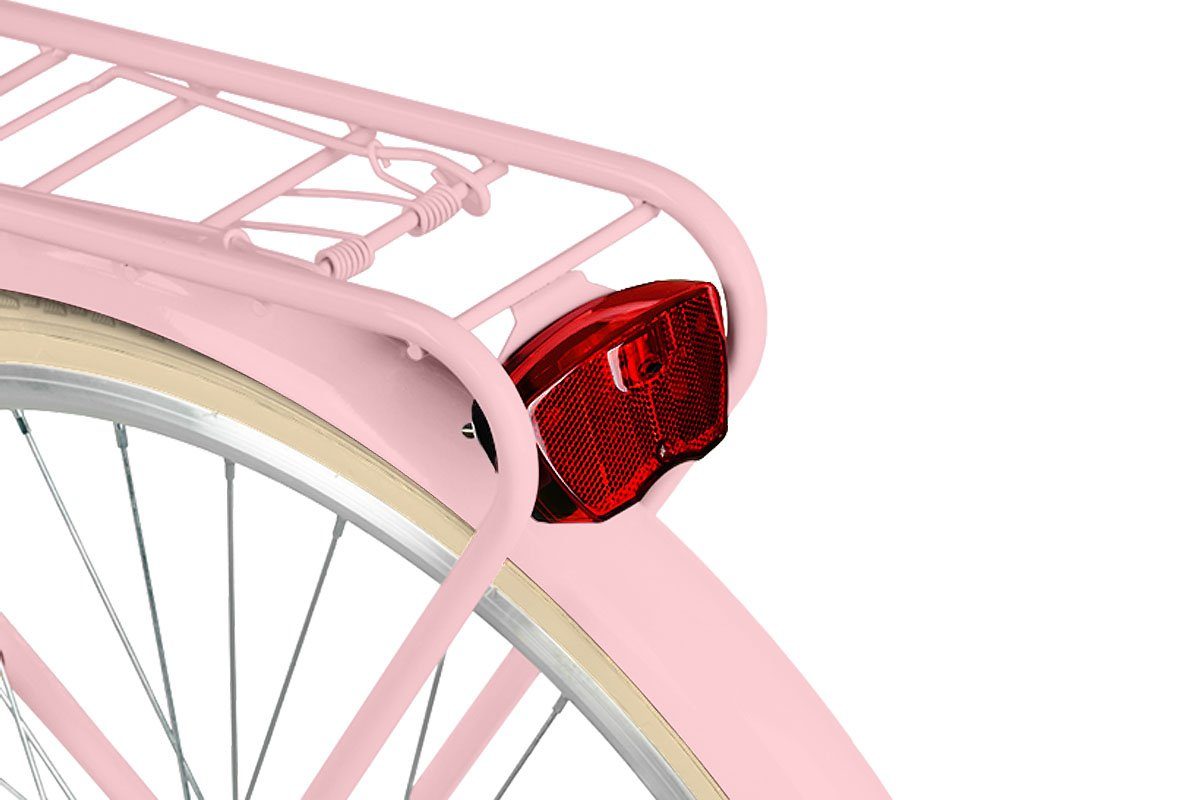 MILORD BIKES Cityrad Milord City Fahrrad Weidenkorb Damen, 28/26 Zoll, Rosa-Creme, 3-Gang, 3 Gang, Nabenschaltung
