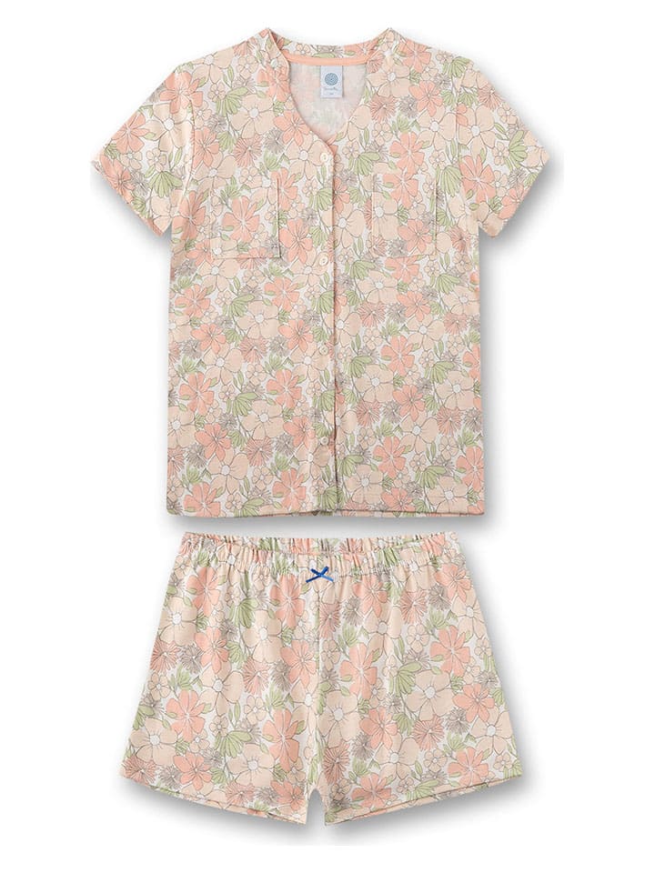 Sanetta Pyjama in Beige/ Apricot/ Grün günstig kaufen