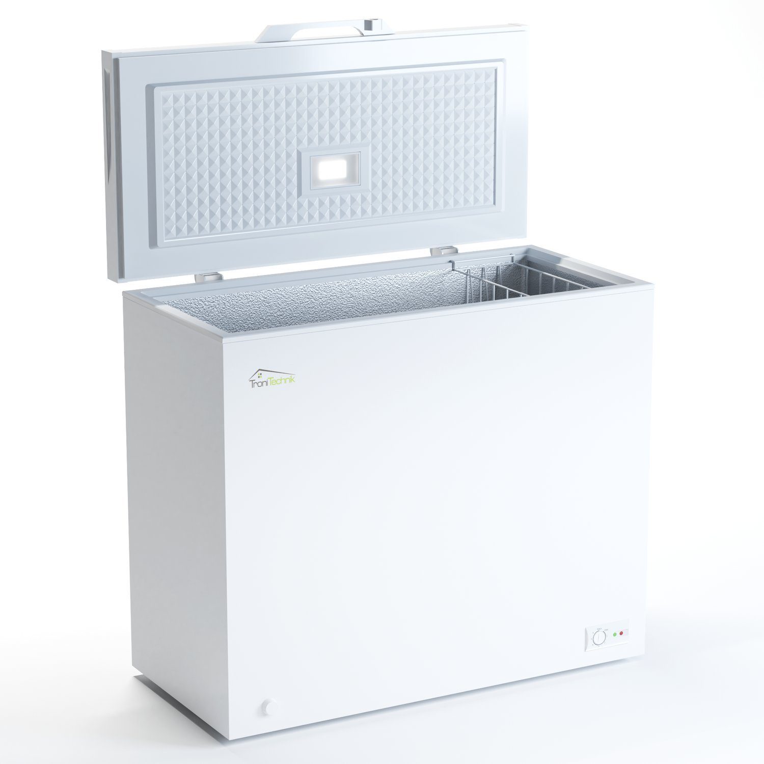 TroniTechnik Gefriertruhe BORGAR 210 PRO, 90.5 cm breit, 202 l, inkl. Dual Thermostat, LED Licht, Griff, Schloss, Rollen, Einlegekorb