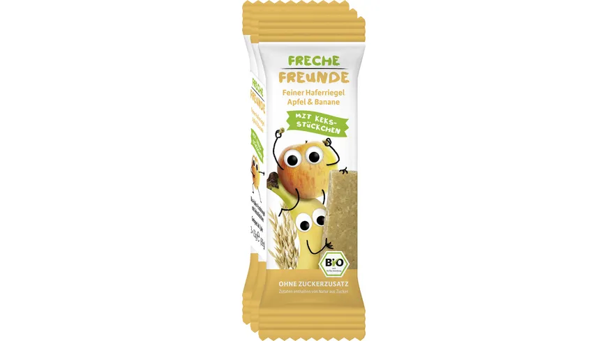 Freche Freunde Bio Feiner Haferriegel Apfel & Banane mit Keksstückchen 69 g