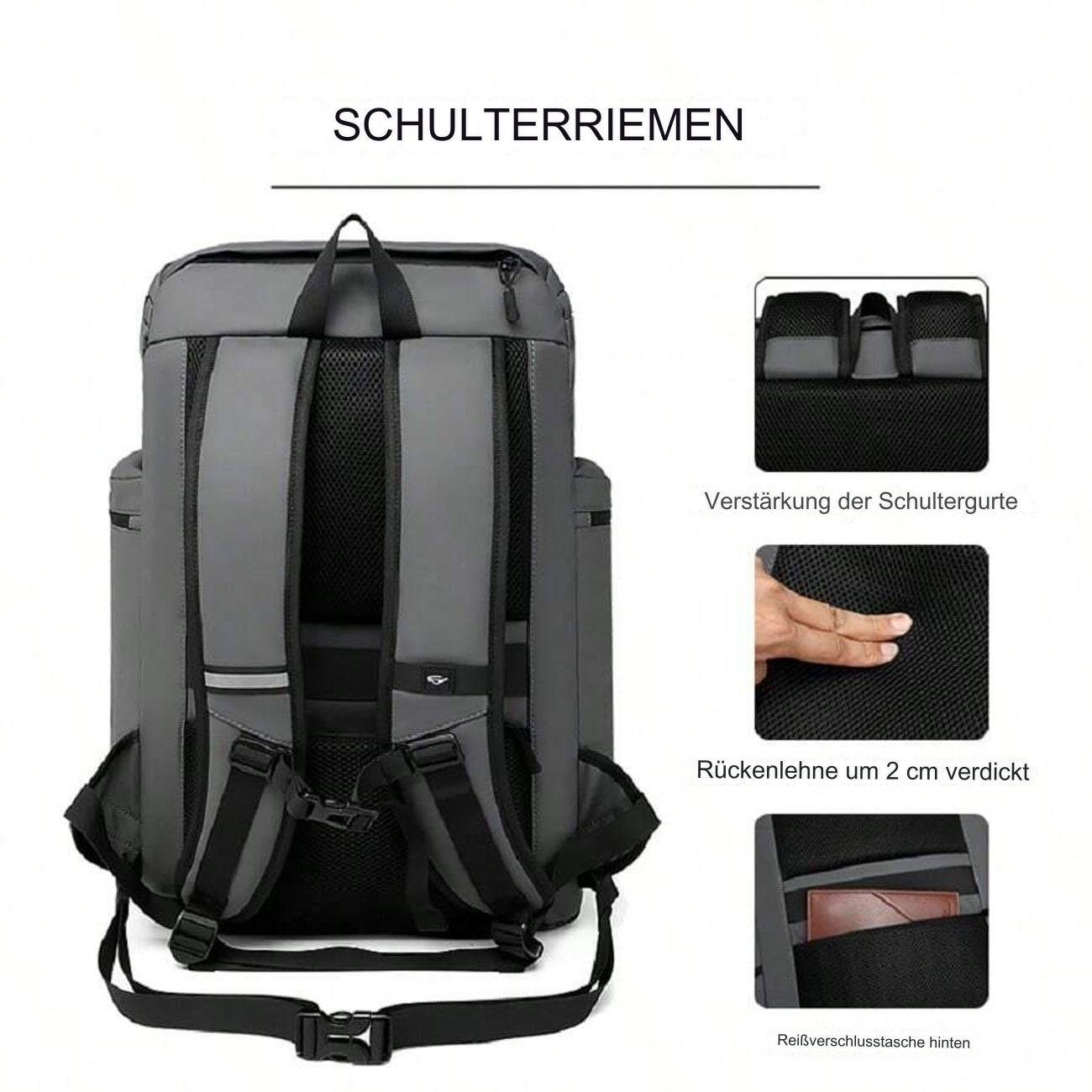 YYV Reiserucksack Wasserdichter Reiserucksack für Herren mit großem Fassungsvermögen, Perfekt für Sport, Reisen, Wandern und mehr.