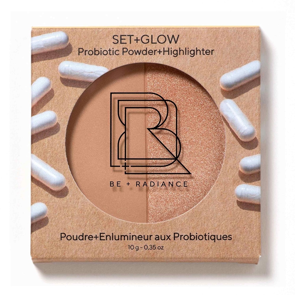 Be+radiance SET+GLOW Poudre+Enlumineur aux Probiotiques N°08 Duo Poudre Matifiante et Enlumineur