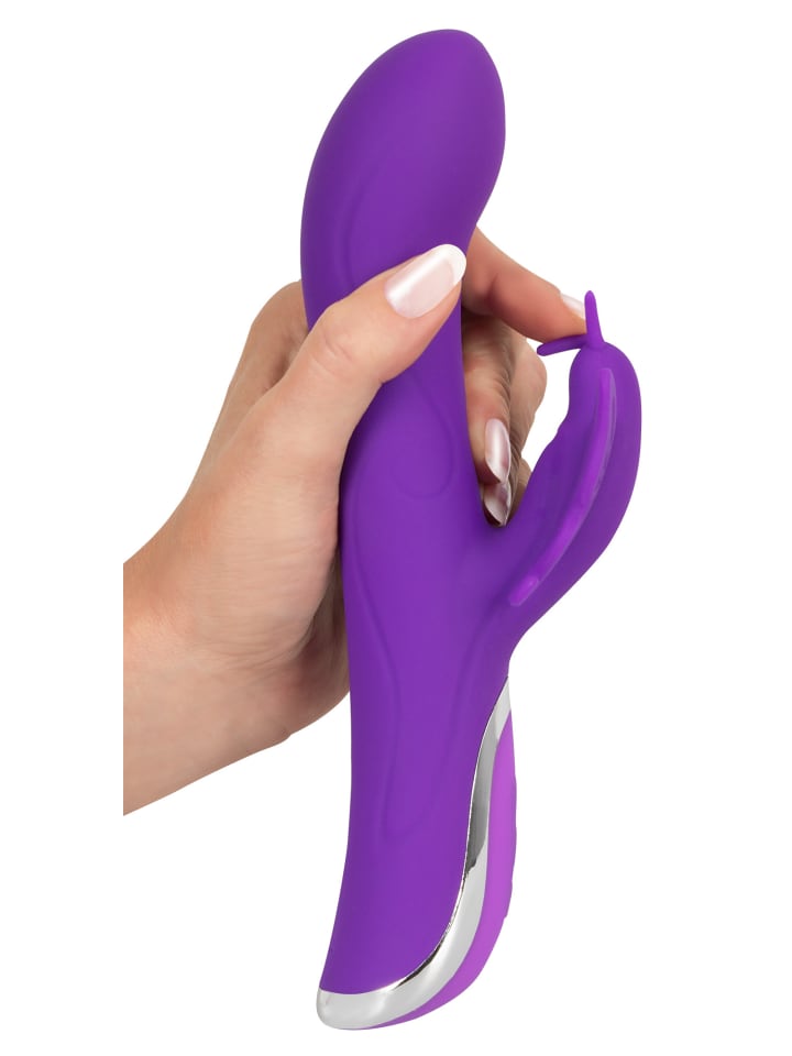 Sweet Smile Vibrator mit Klitorisreizer und Rotation Rechargeable Rotating Vibrator in lila günstig kaufen 23 cm