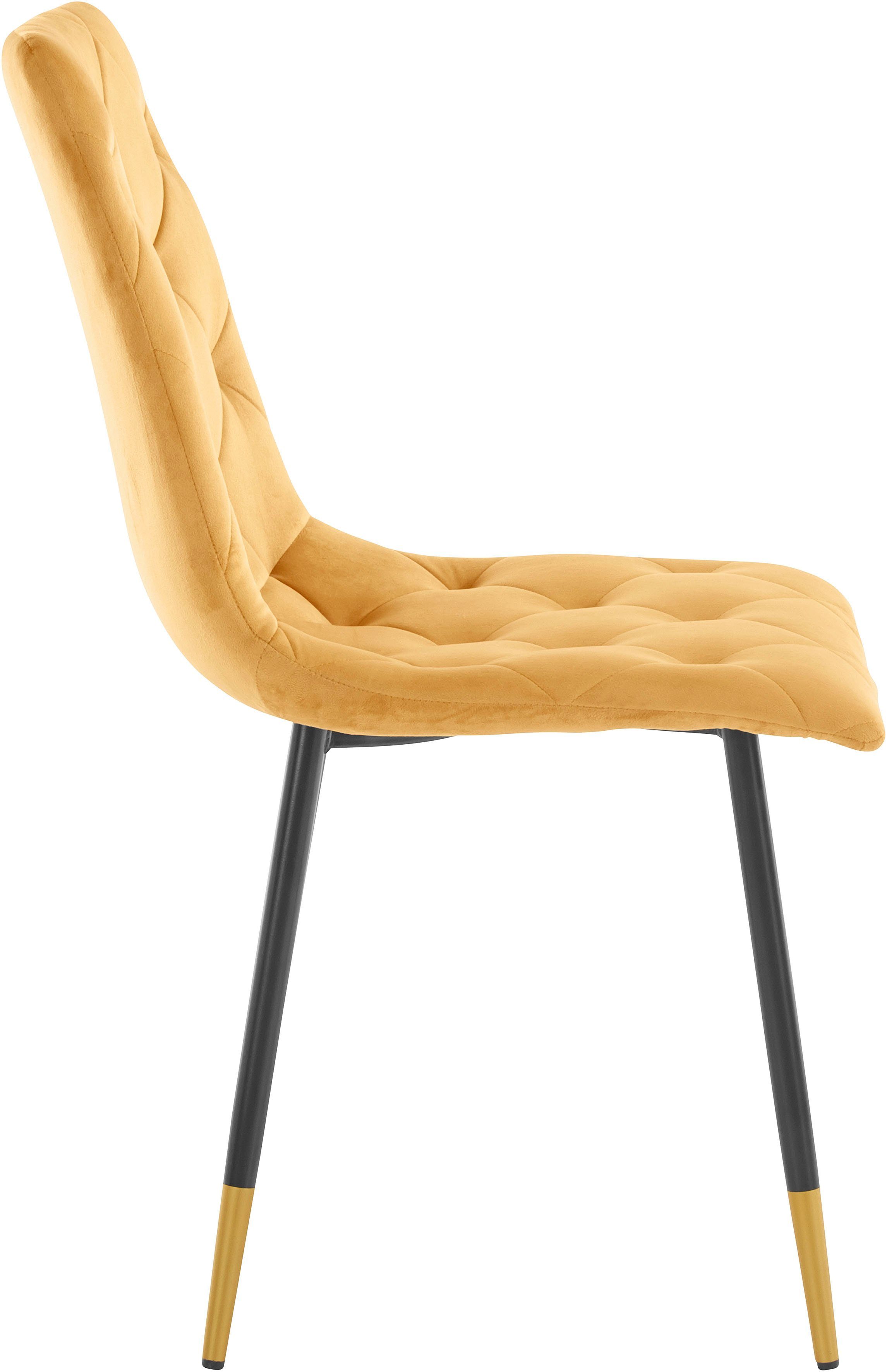 INOSIGN 4-Fußstuhl Eva (2 St), Bezug in Veloursstoff mit Diamant Steppung, max. Belastbarkeit 120kg