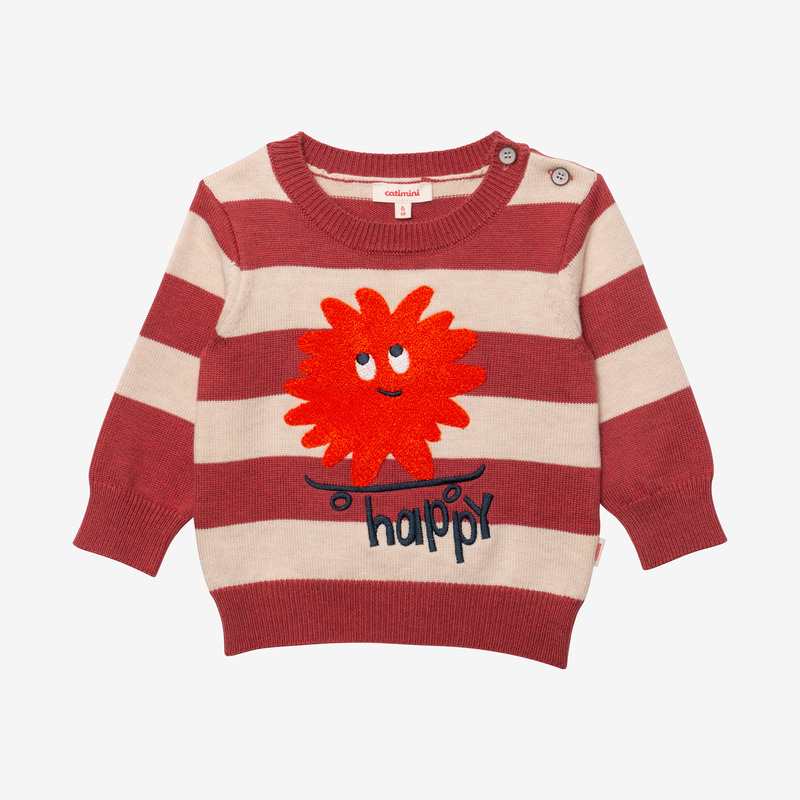 Pull bébé garçon rayures graphiques rouge Catimini