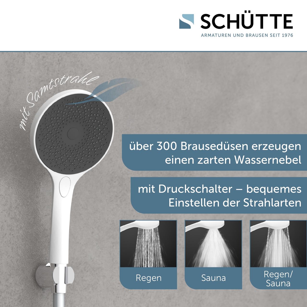 Schütte CAPRI Handbrause, Weiß matt/Anthrazit