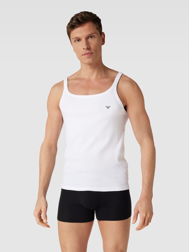 Top mit Logo-Stitching in weiß