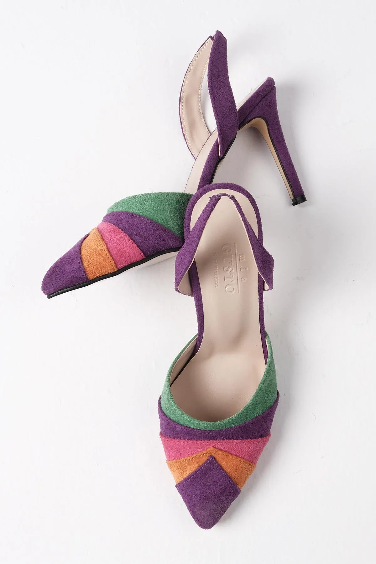 Mio Gusto  Valentina – Mehrfarbige Damenschuhe mit offenem Rücken und Absatz