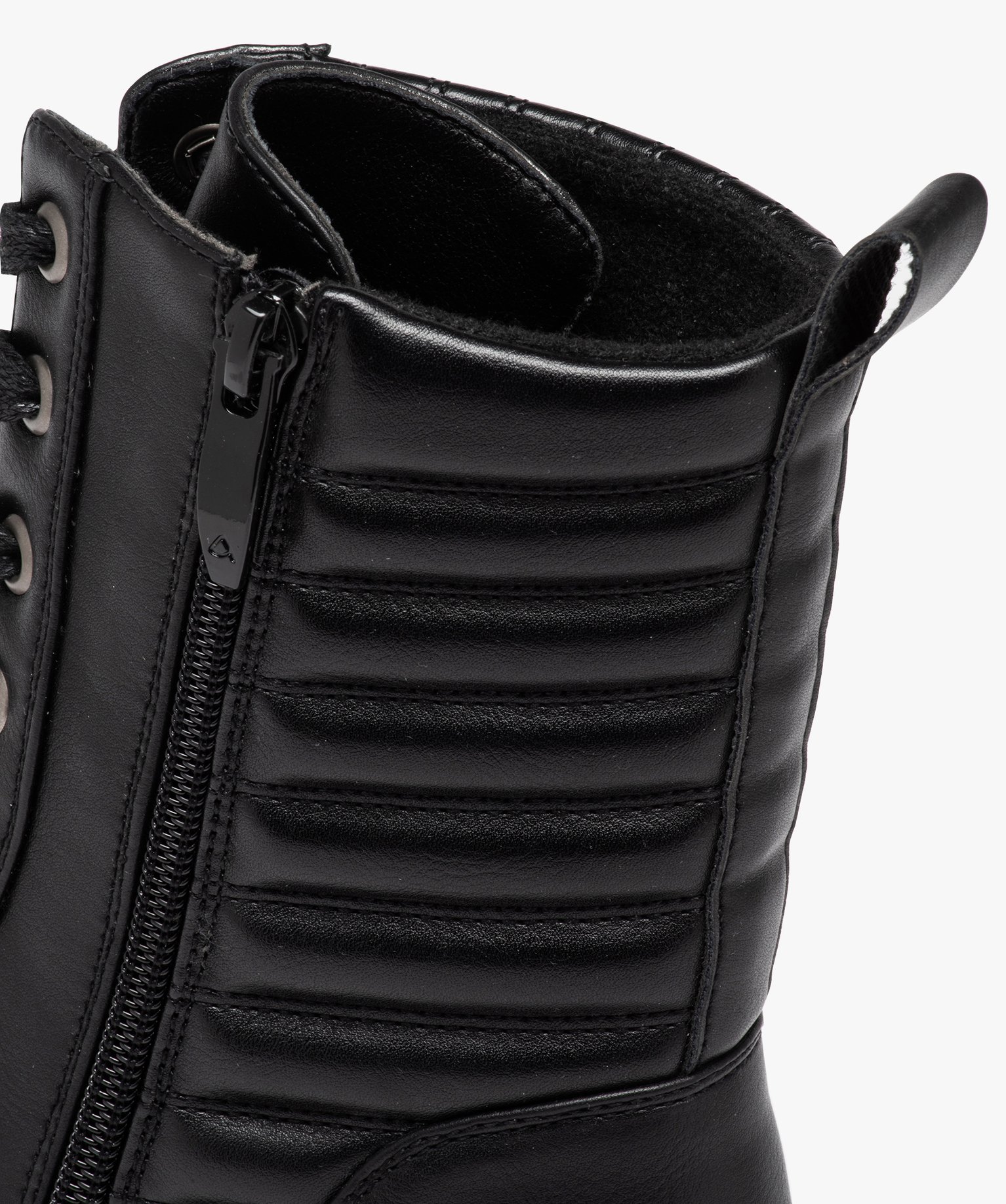 Boots motardes à tige matelassée et grosse semelle cranté... noir | GEMO