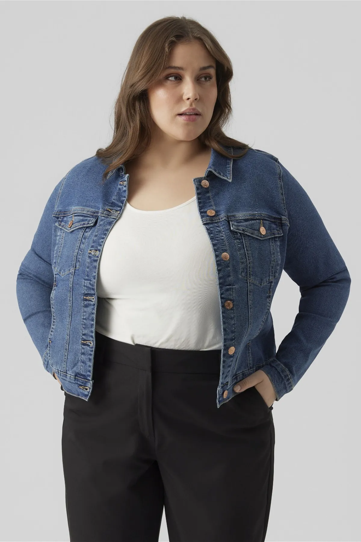 Veromoda Curve  Große Größen in Jacke - Blau - Regular Fit