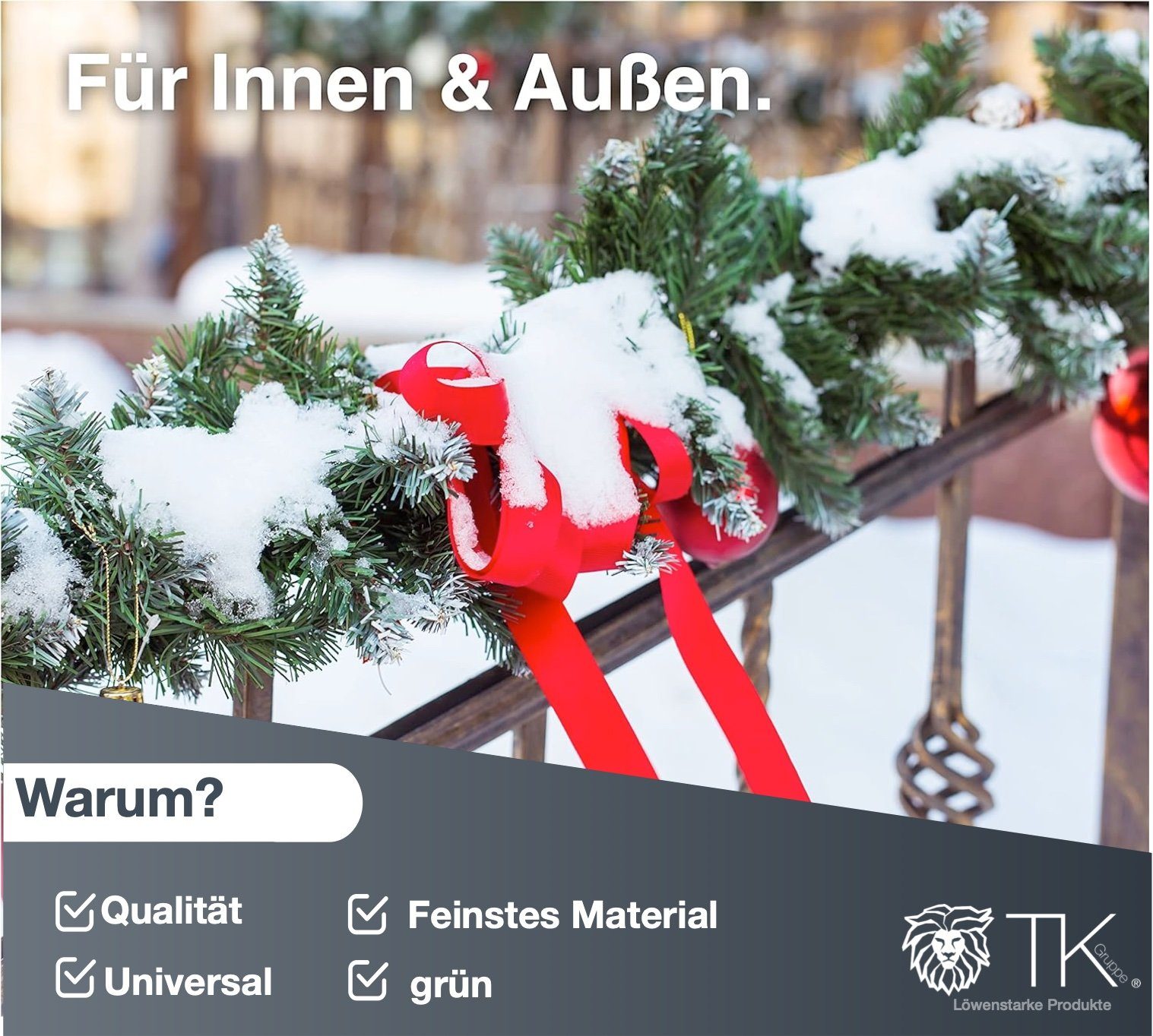 Kunstgirlande Weihnachtsgirlande grün 10 Meter - künstliche Dekogirlande Ø 10 cm, TK Gruppe