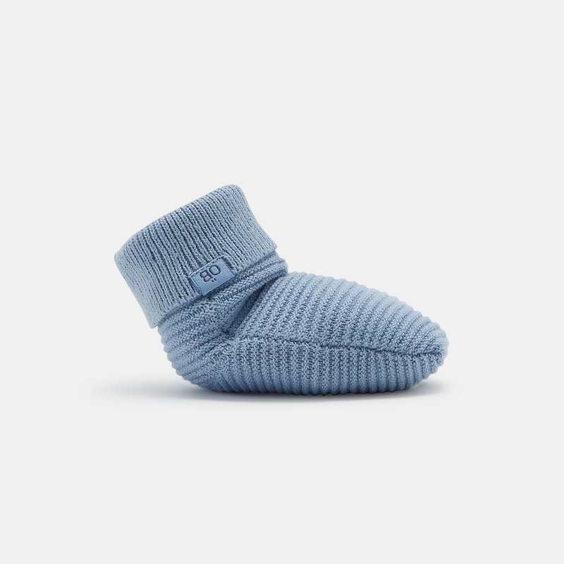 Chaussettes côtelées à revers bleues naissance