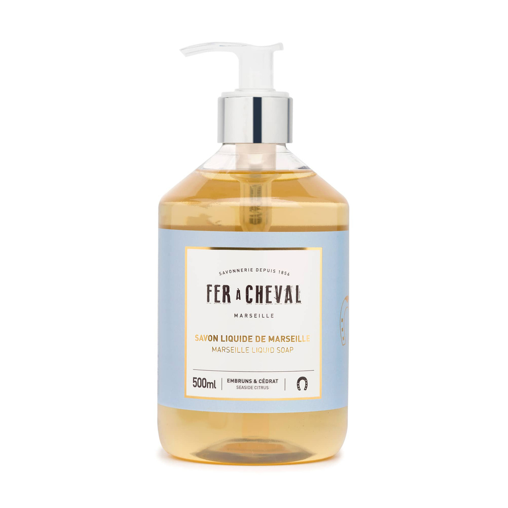 fer à cheval SAVON LIQUIDE DE MARSEILLE PARFUME EMBRUNS & CEDRAT 500ML Savon liquide