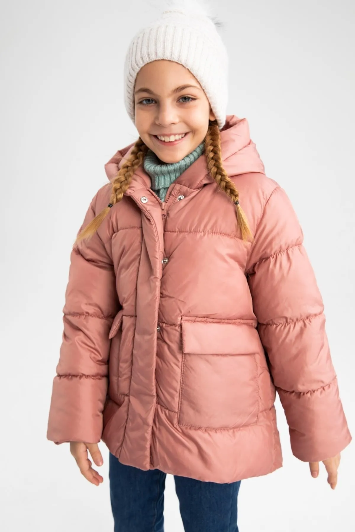 DeFacto  Mädchen-Puffermantel mit Fleece-Futter und Kapuze
