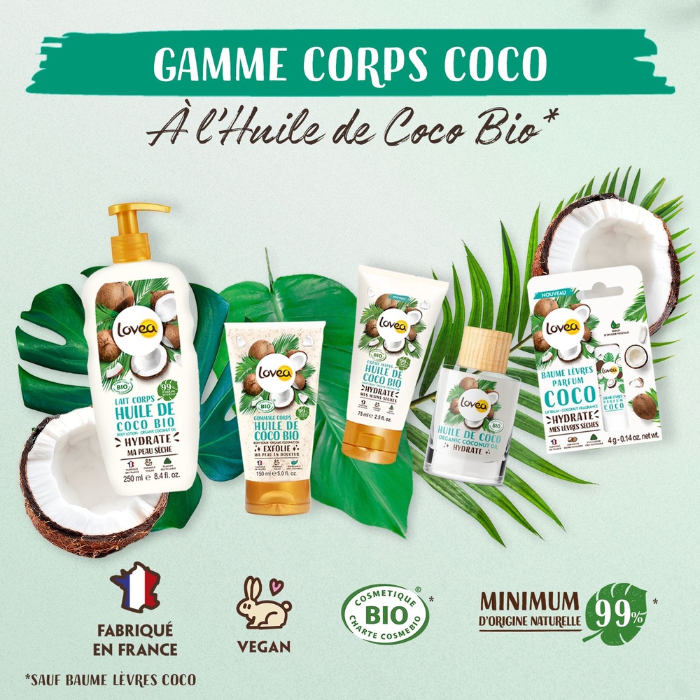 lovea Beurre à l'Huile de Coco Bio Multi-usages Certifié BIO Beurre de Coco