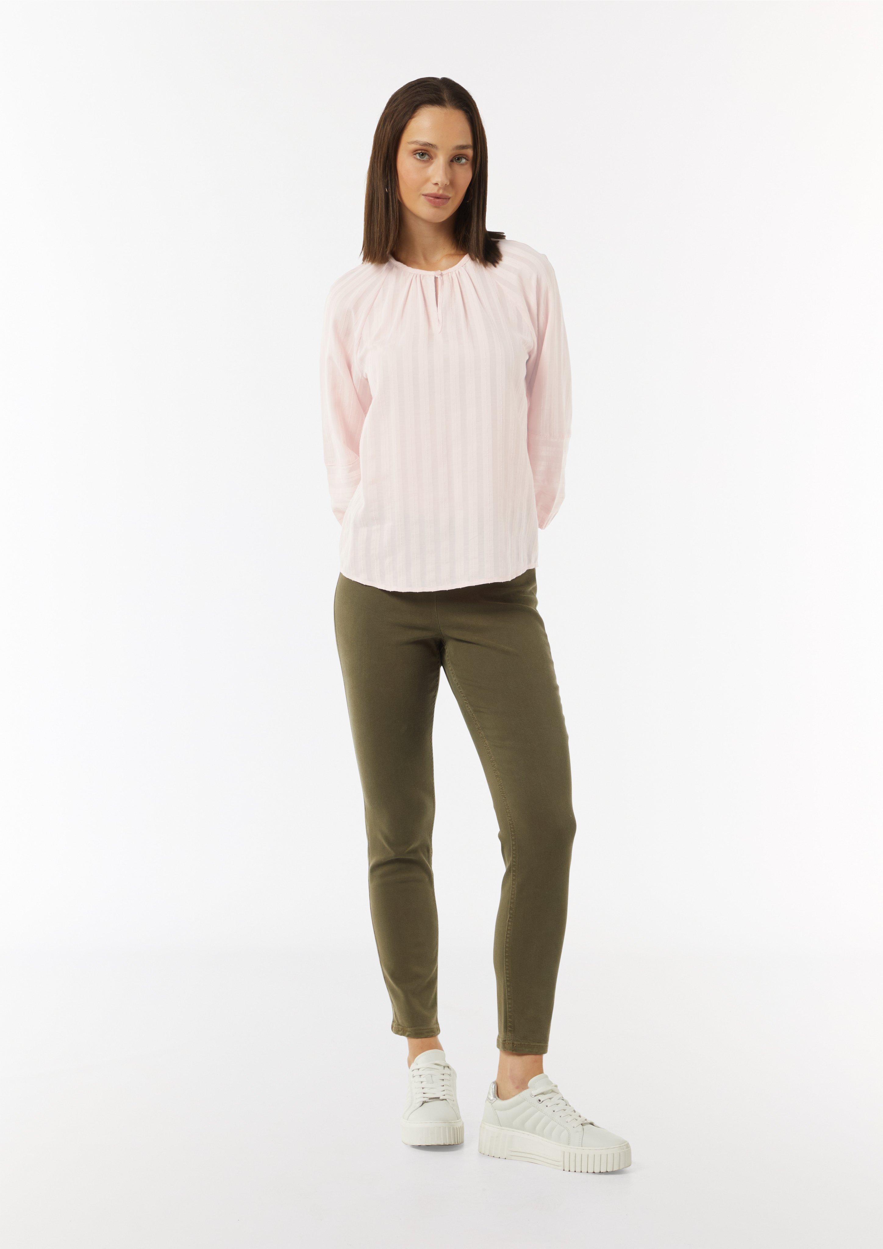 Tunika-Bluse aus Streifen-Jacquard - rosa
