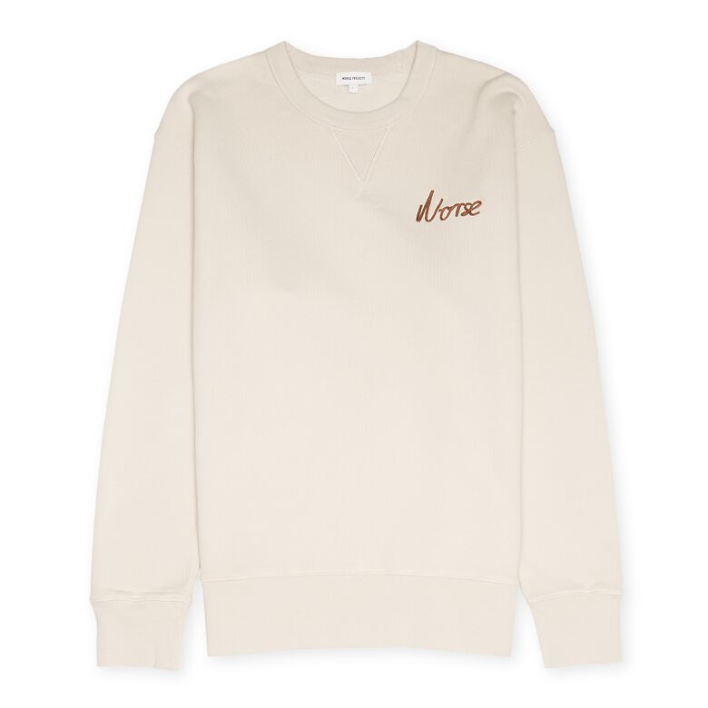 Norse Projects Arne Relaxed Organic Chain Stitch Logo Sweatshirt marble wht