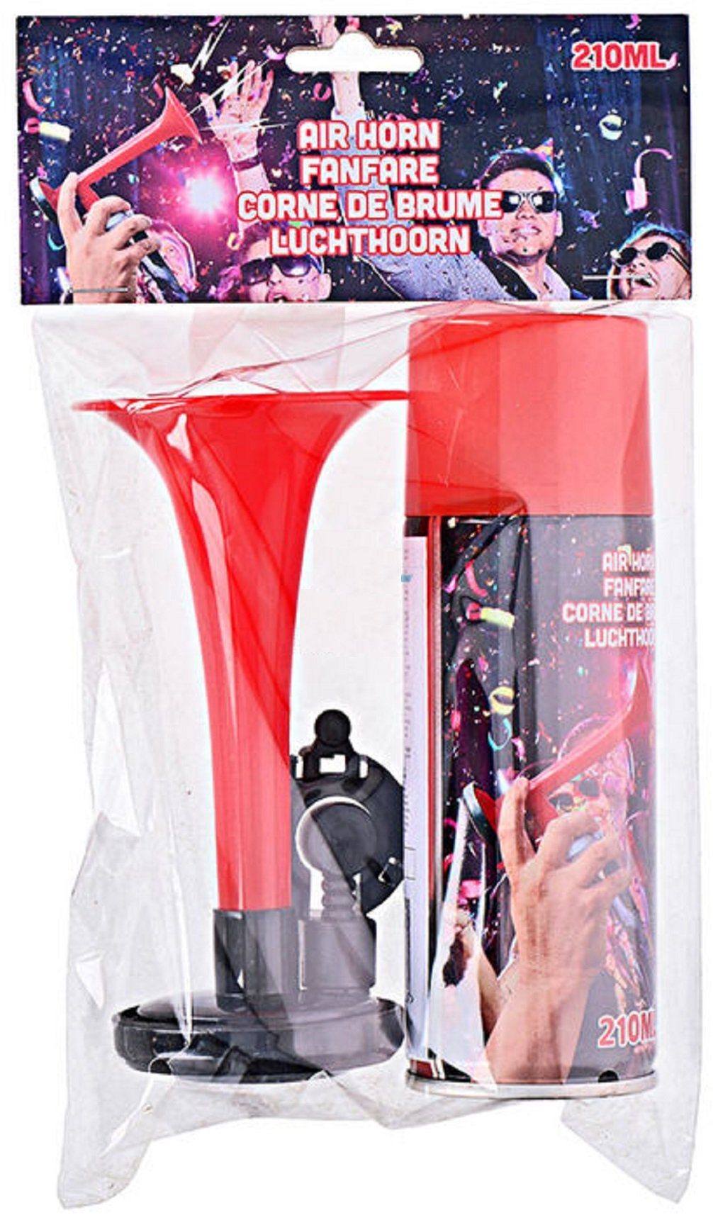 RESCH Hornpfeife Air Horn 2er Set Druckluftfanfare - bis zu 60 Signale, je 210ml, (Fanfaren, 2-St., Bestehend aus 2 Hornpfeifen), Geeignet als Warnsingnal, Hupe Tröte Drucklufthupe Gashupe
