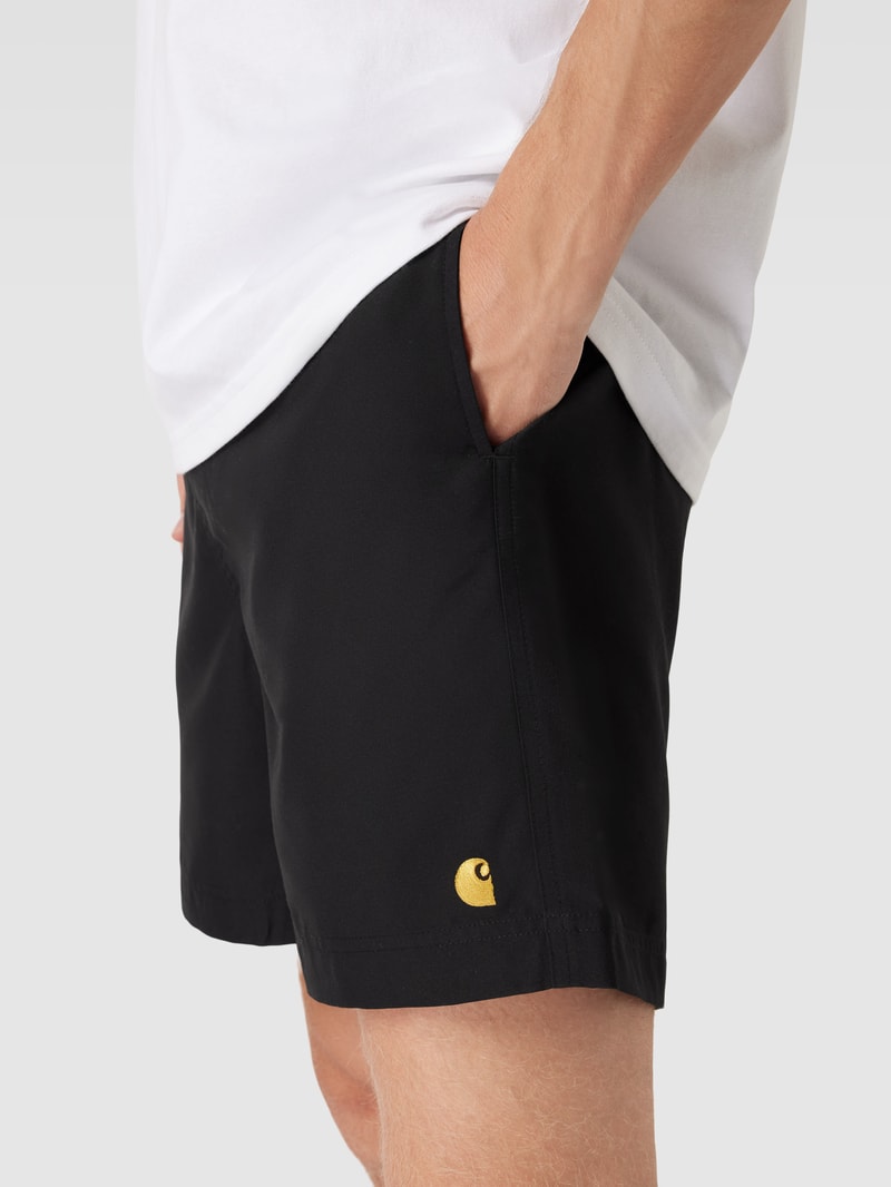 Badehose mit Label-Stitching Modell 'CHASE' in schwarz