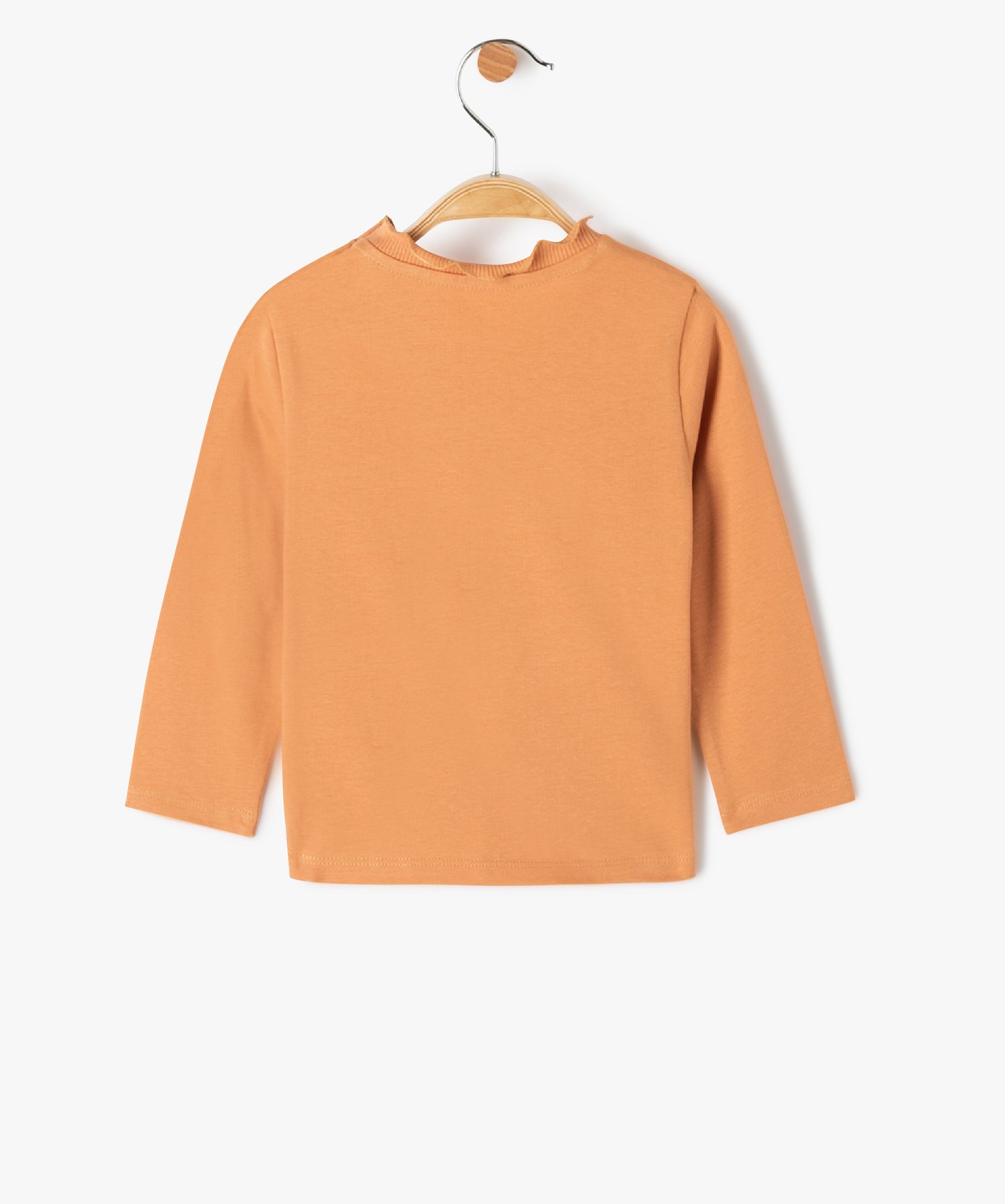 Tee-Shirt bébé fille avec inscription brodée et col froncé beige | GEMO