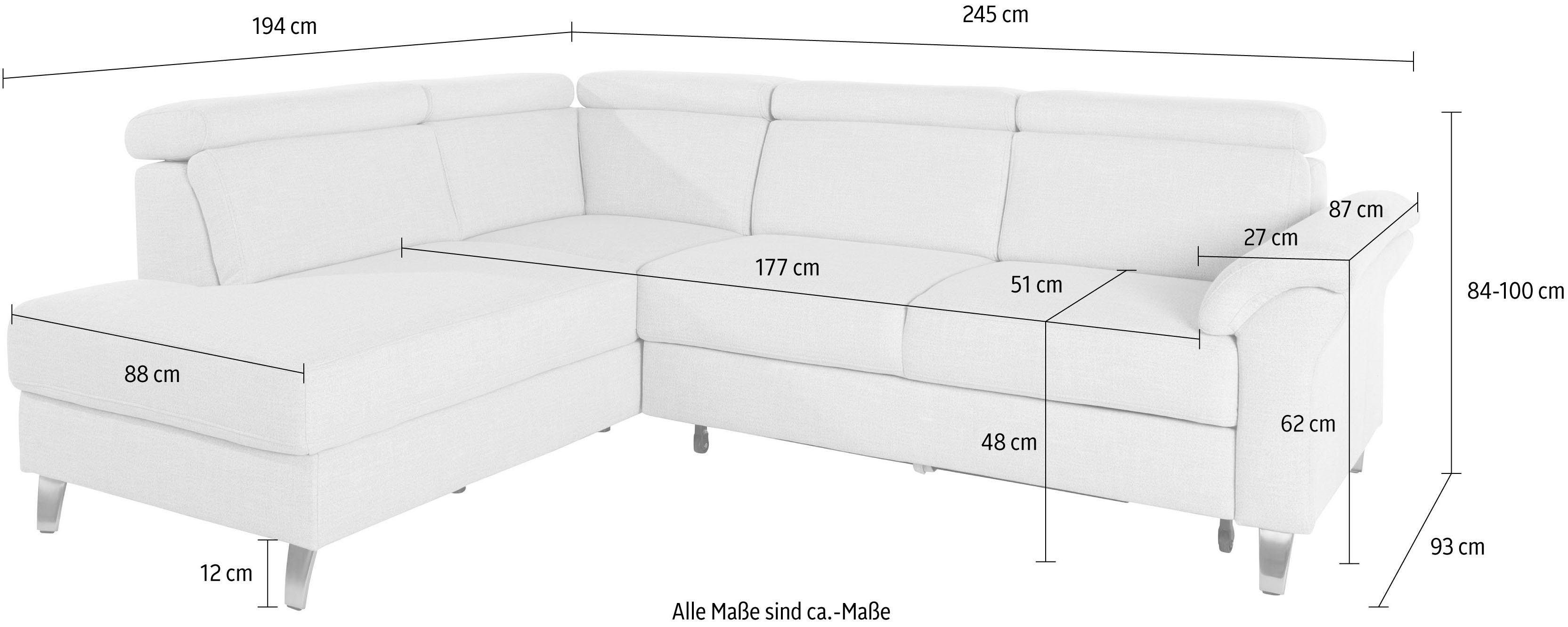 sit&more Ecksofa Arngast, inklusive Kopfteilverstellung und Federkern