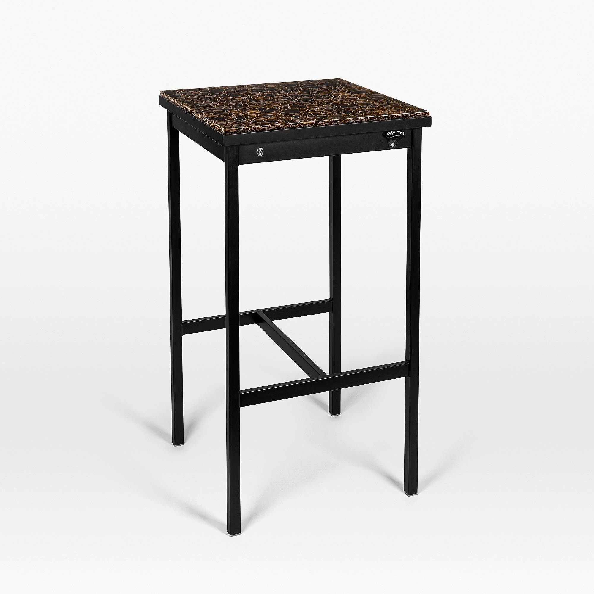 MAGNA Atelier Stehtisch MANHATTAN mit GLASKERAMIK, Beleuchteter Stehtisch eckig, schwarz Metallgestell, 61x61x112cm