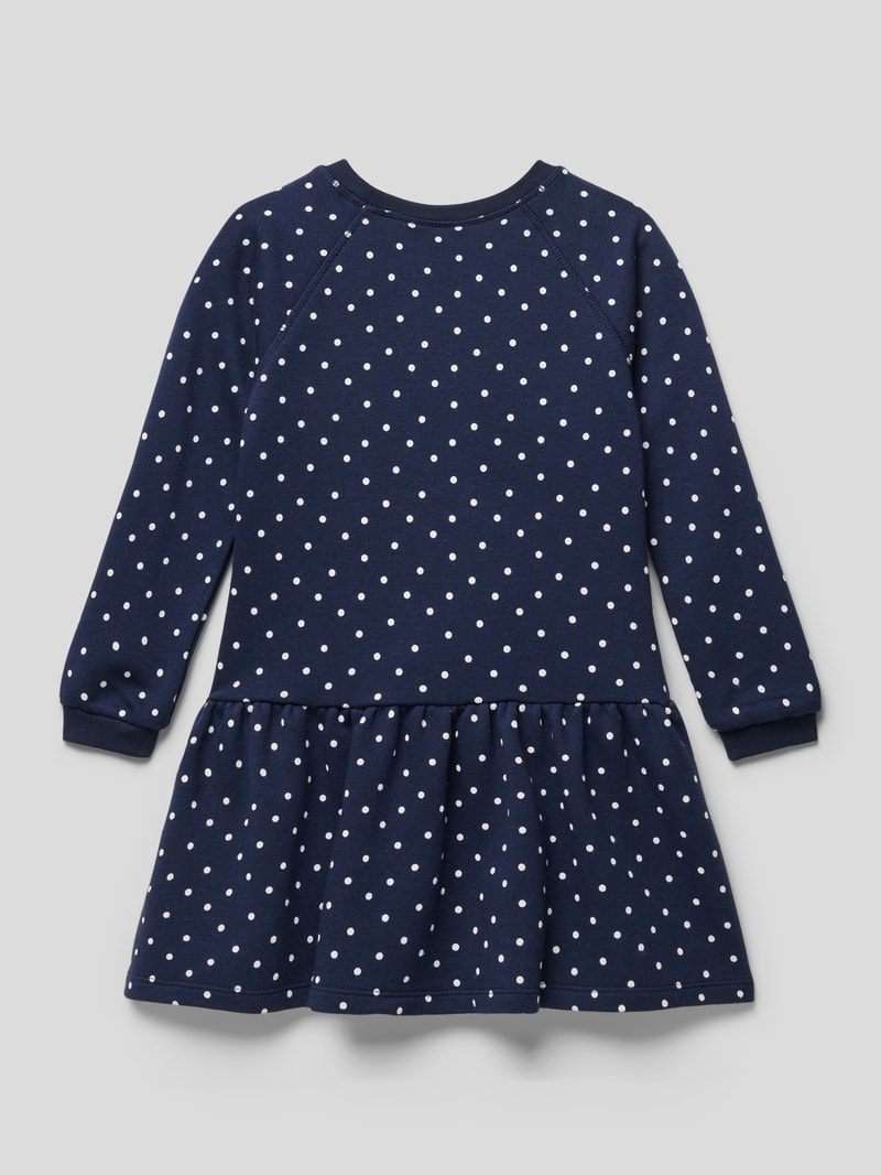 Knielanges Kleid mit Motiv-Stitching in marineblau